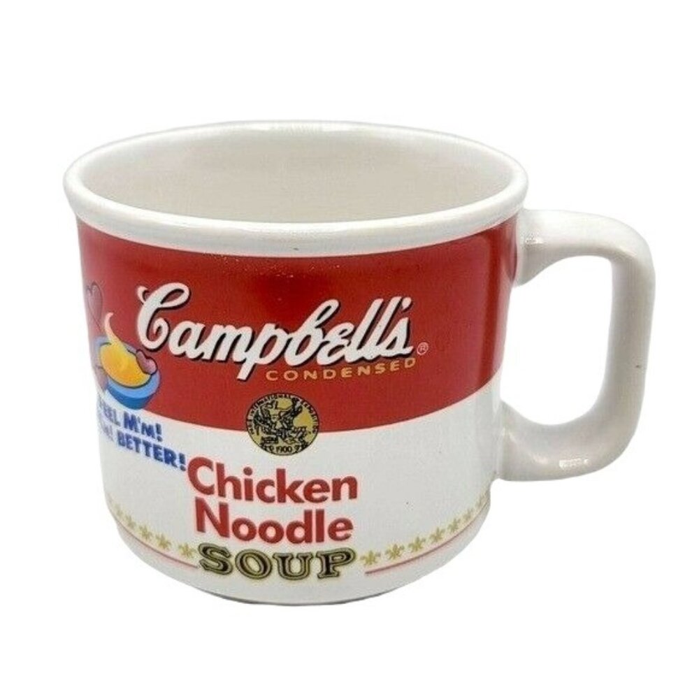 Campbell's Chicken Noodle Soup Mug Red White 3.5" Soup Westwood VTG 1997